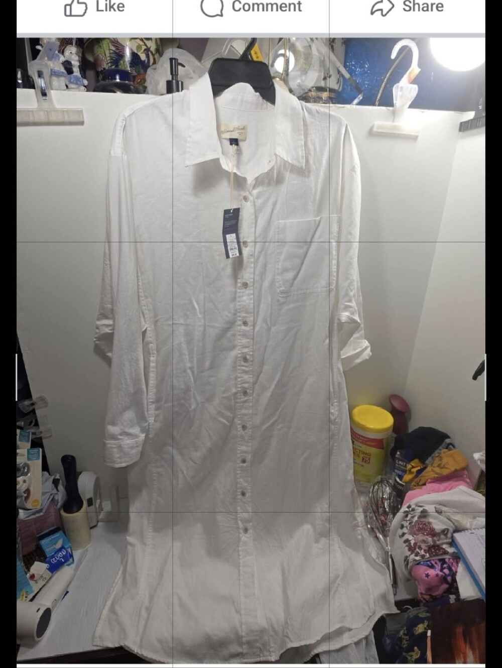Target Women's White Button-Down Long Dress Size L